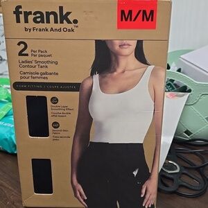 Frank & Oak Size M 2 Pack of Black Smoothing Contour Tank Tops